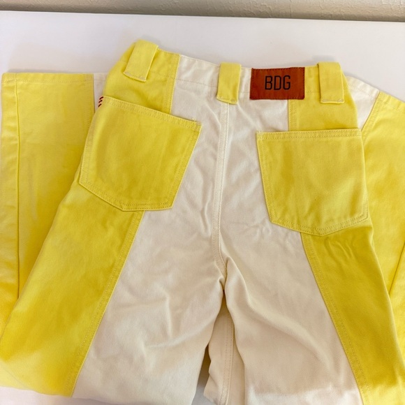 BDG Off-White color block yellow hi rise wide leg Textured Pants - Picture 7 of 8